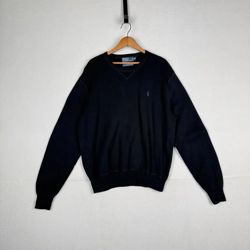 Vintage‎ Polo By Ralph Lauren Men’s Crewneck Sweater Pullover XL XLarge Black